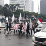 Aksi unjuk rasa Ismahi korwil Jakarta menolak RUU Cipta Kerja, Jumat (20/3/2020)